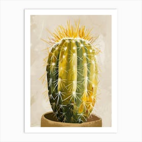 Golden Barrel Cactus Minimalist Abstract 3 Art Print