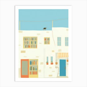 Santorini The Book Nook Pastel Colours 4 Art Print