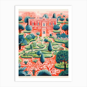 Chateau De Villandry Gardens Abstract Riso Style 1 Art Print