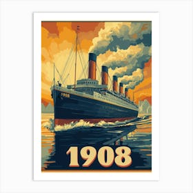 Aihrgdesign A Vintage Travel Poster Of A Grand Steamship In 1 55e8180f 0362 4e4d Ac5e 8fbfbcae6651 2 Art Print