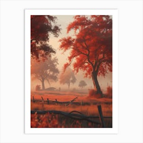 Red Autumn Trees Art Print