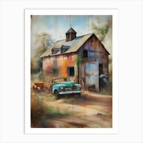 A wall artwork dating back to the year 1960, with all the details and colours. The farm is from an old oil painting, with faded oil colours.2 Art Print