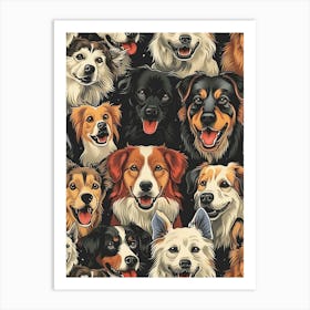 Perfectly Repeatable Artwork With Cute Dog Faces 04 Art Print