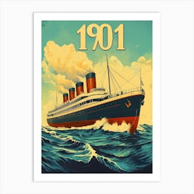 Aihrgdesign A Vintage Travel Poster Of A Grand Steamship Sail 1040ab20 E866 45cd 86ee A21101359e77 0 Art Print