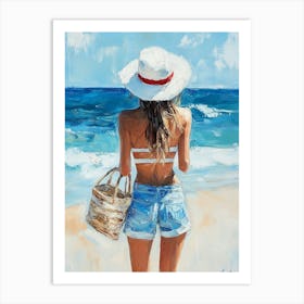 Beautiful Tanned Girl On A Beach Vacation Art Print