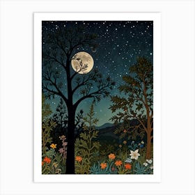 Night In The Woods Style William Morris 1 Art Print Art Print