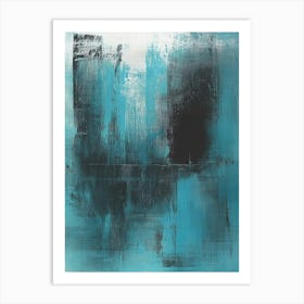 Teal And Black Abstract Art Print