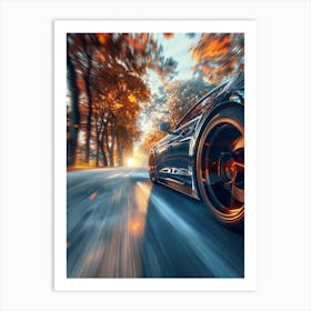 Sports Car In Autumn Art Print