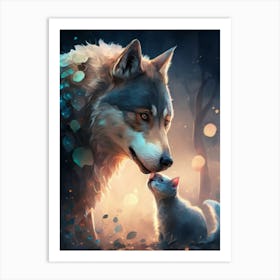 Wolfie And Tiger Art Print