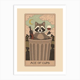 Ace Of Cups   Raccoons Tarot Art Print