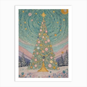 Festive Pastel Christmas Tree Art Print