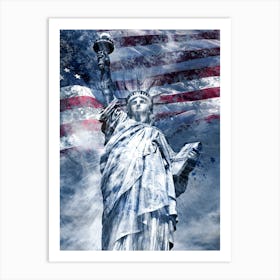 MODERN ART BLUE Statue Of Liberty Art Print
