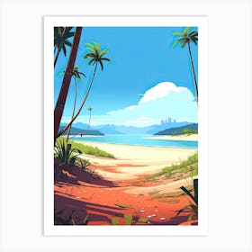 Whitehaven Beach, Australia, Flat Illustration 3 Art Print