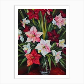 Amaryllis Still Life Oil Painting Flower Art Print