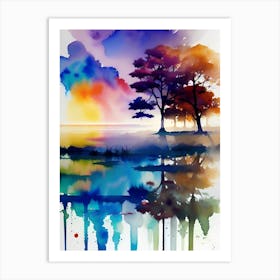 Watercolor Of Trees 5 Art Print