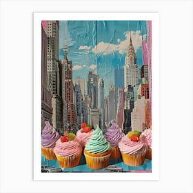 Kitsch New York Cupcake Collage 2 Art Print