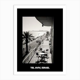 Poster Of Tel Aviv, Israel, Mediterranean Black And White Photography Analogue 3 Art Print