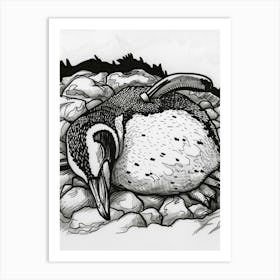 King Penguin Sleeping In A Cozy Pile 2 Art Print