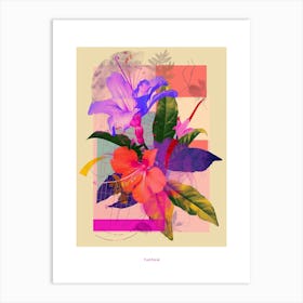 Fuchsia 2 Neon Flower Collage Poster Art Print