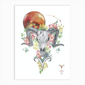 Aries Ram Skull Art Print