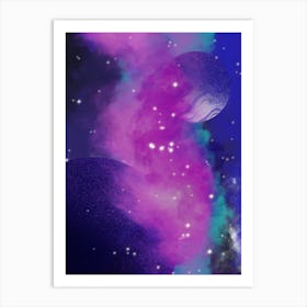 Luminescent space #4 - space neon art, nebula Art Print