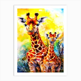 Giraffe Duo - Mom And Baby Giraffe Art Print