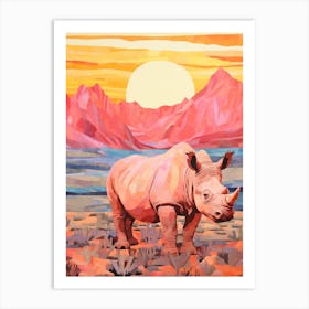 Rhino With The Sun Patchwork 2 Art Print