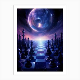 Chess Board In Space 1 Art Print