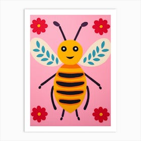 Pink Polka Dot Honey Bee Art Print
