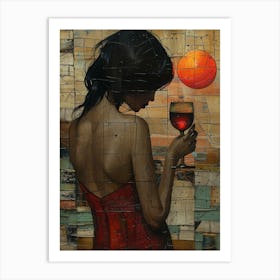 Sunset With A Glass Of Wine Art Print