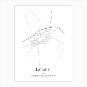 Limonar,Cuba Minimalist Map Art Print