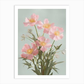 Bouvardia Flowers Acrylic Pastel Colours 4 Art Print