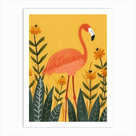 Andean Flamingo And Ginger Plants Minimalist Illustration 2 Art Print