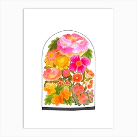 Pink And Orange Flowers Art Print