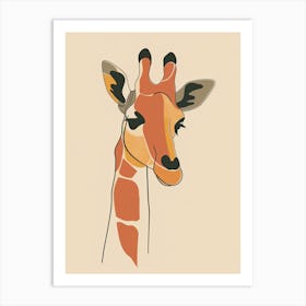 Giraffe - Boho, Line Art 7 Art Print