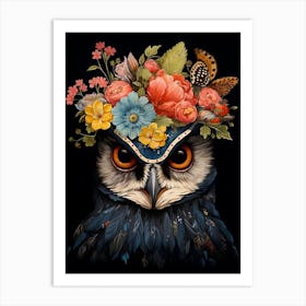 Bird With A Flower Crown Owl 2 Art Print