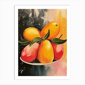 Art Deco Fruit Paint Strokes Art Print