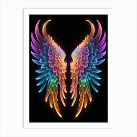Neon Angel Wings 7 Art Print