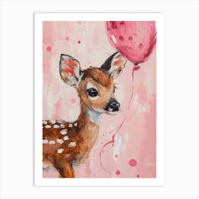 Cute Deer 2 With Balloon Art Print