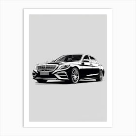 Mercedes Benz S Class Line Drawing 4 Art Print