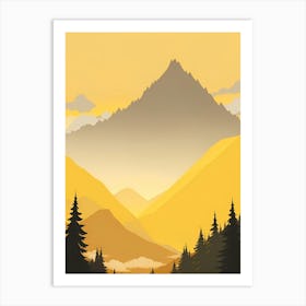 Misty Mountains Vertical Composition In Yellow Tone 33 Art Print