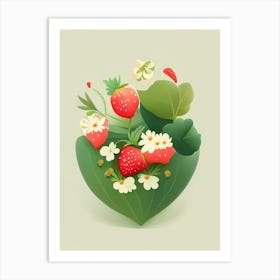 Wild Strawberries, Cute, Kawaii Art Print