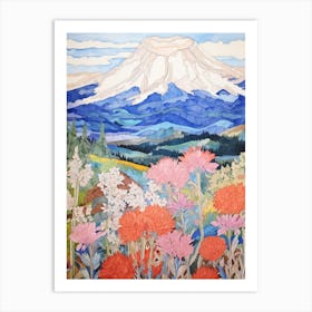 Mount Shasta United States Colourful Mountain Illustration Art Print