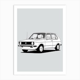 Volkswagen Golf Line Drawing 13 Art Print