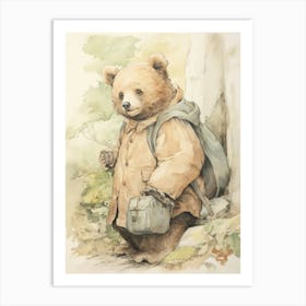Storybook Animal Watercolour Brown Bear 2 Art Print