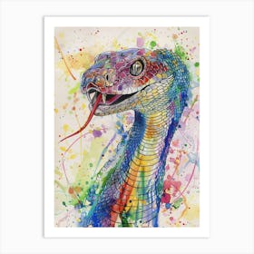 Cobra Colourful Watercolour 1 Art Print