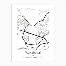 Wakabadai,Japan Minimalist Map Art Print