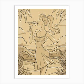 Sexy Lady On The Beach Art Print