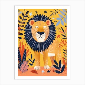 African Lion Lion In Different Seasons Illustration 2 Art Print