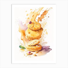 Peanut Butter Cookies Dessert Storybook Watercolour 1 Flower Art Print